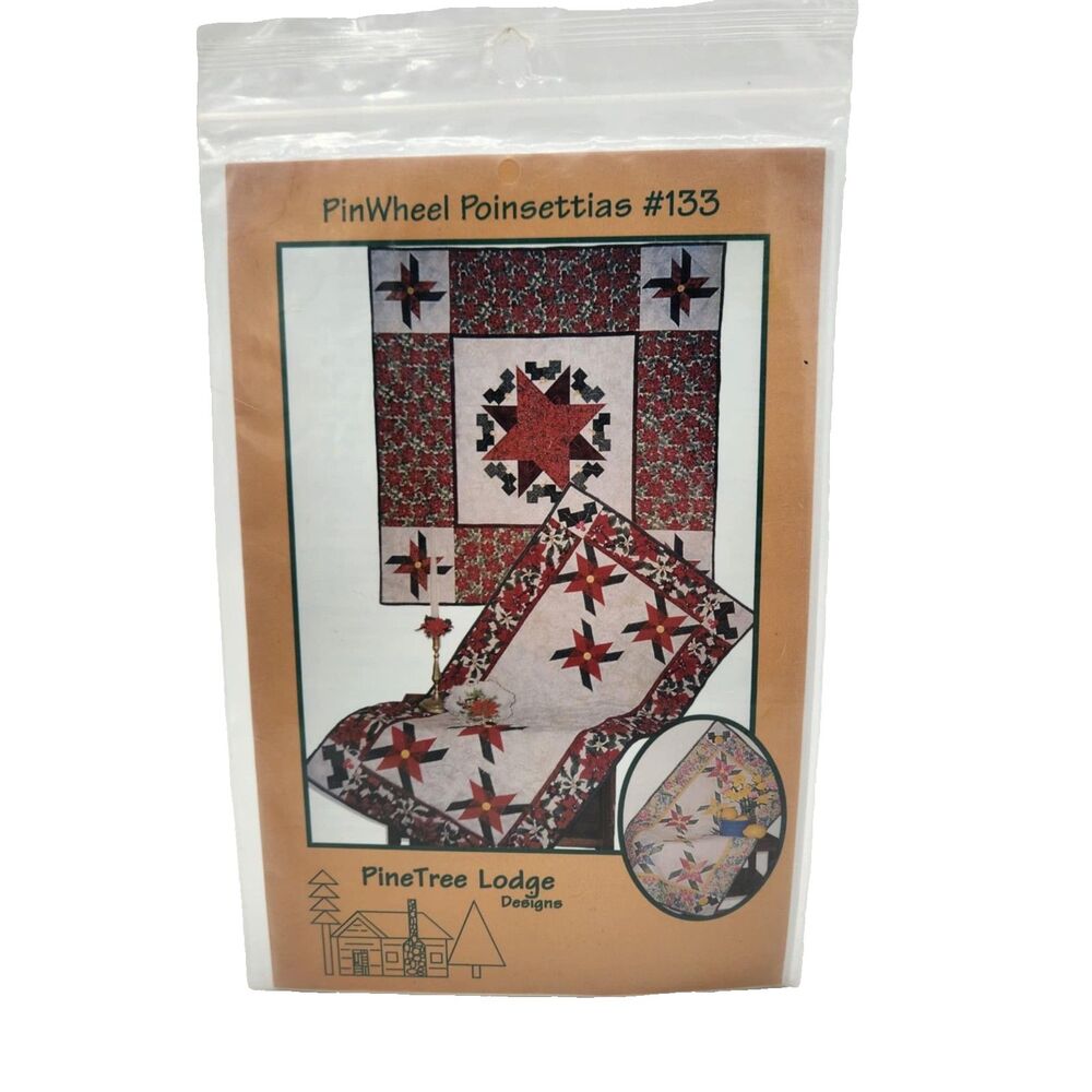 PineTree Lodge Designs PinWheel Poinsettias Quilt Pattern #133 Vintage 1998